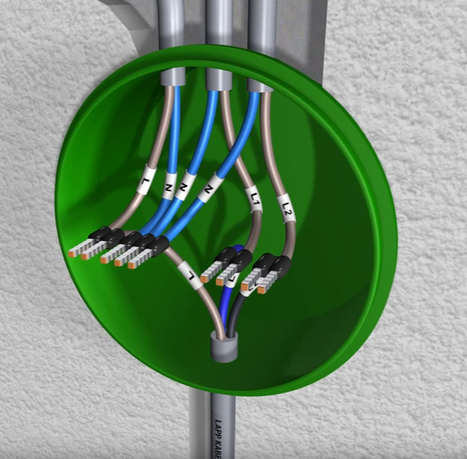 соединение проводов двухклавишного выключателя в распредкоробке без заземления