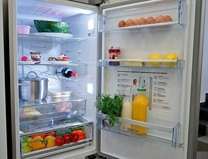 Внутреннее пространство холодильника марки Бош