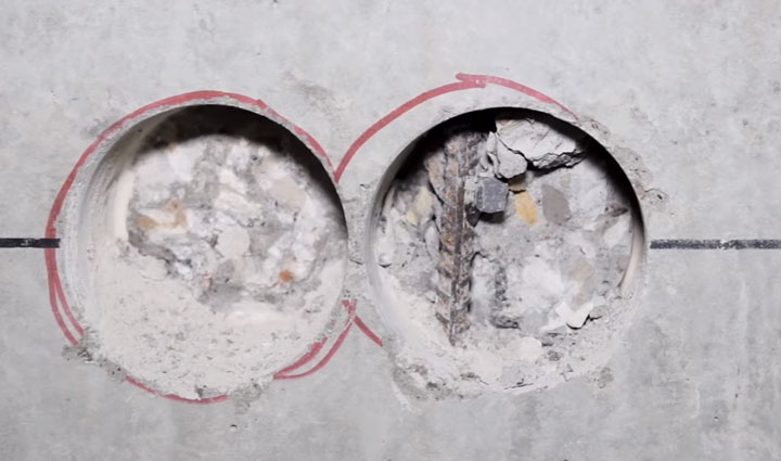 высверливание арматуры в высокопрочном бетоне