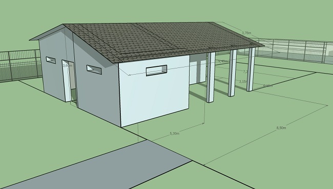 эскизный проект гаража с хозблоком и навесом с размерами