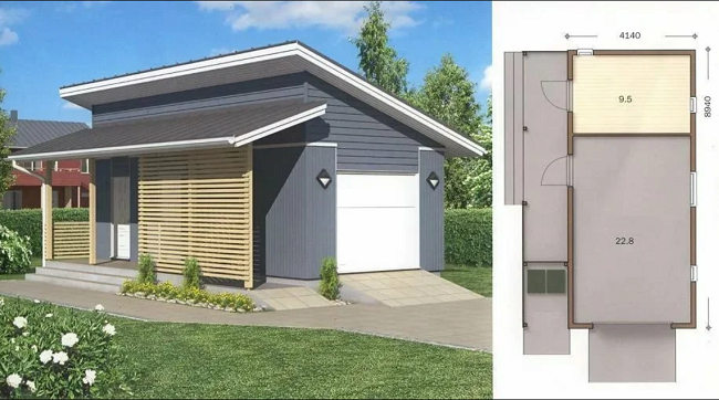 проект гаража с плоской крышей