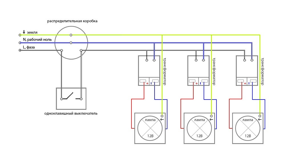 Схема подключения понижающего трансформатора